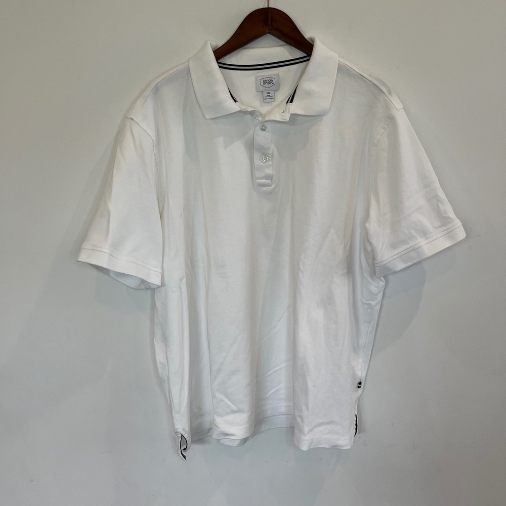 Berkley Jensen Mens XXL White Pima Cotton Short Sleeve Polo Shirt RN 118731
